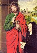 Master of Moulins Anne of France presented by Saint John the Evangelist oil on canvas